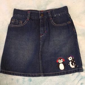 Gymboree Girls Jean Skirt with Penguin Embroidery